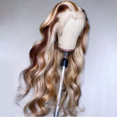 Adding Highlights To Wig Mix Color Blonde & Brown Highlight Wavy Lace Front Customized Wig